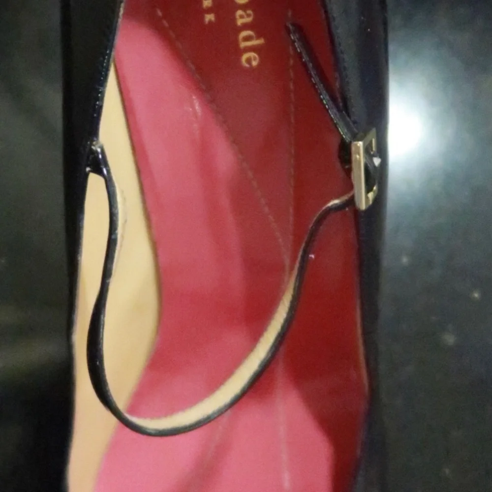 kate spade Black Patent Leather Mary Jane Heels with Pink Insoles